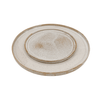 Set of two ceramic plates with textured surface on a white background
