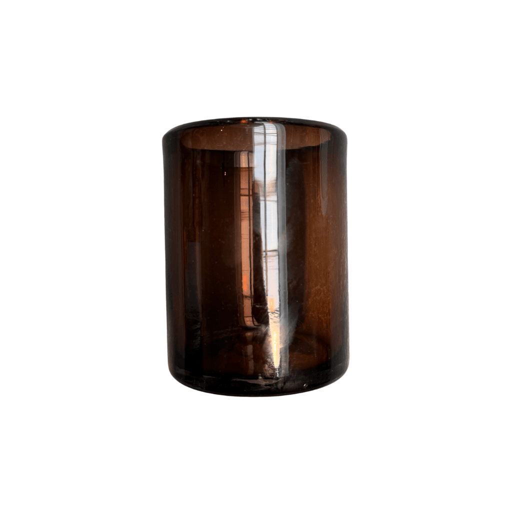 Brown glass on a white background