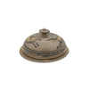 Decorative ceramic lid with horse design on a white background
