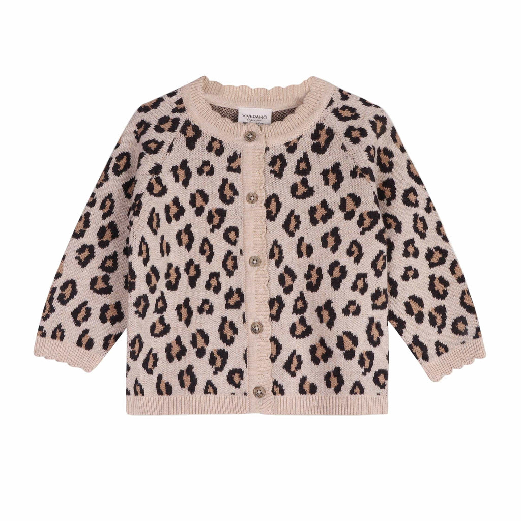 Leopard print cardigan on a white background
