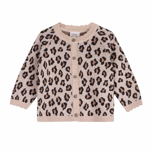 Leopard print cardigan on a white background