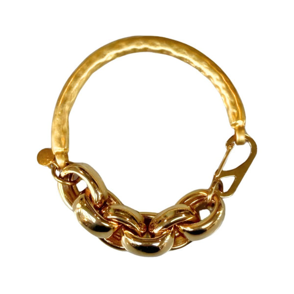 Gold chain bracelet on a white background