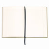Open notebook with lined pages on a white background