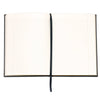 Open notebook with lined pages on a white background