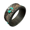 wood metal turquoise bangle bracelet 